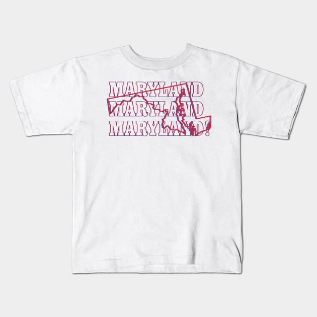 Maryland State Map & Label Kids T-Shirt by Ignition